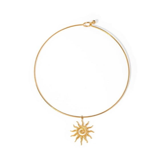 JZROCKER Stylish Women's Sun Pendant Necklace in 18K Gold Plated Sturdy Stainless Steel with Pearls Chain Jewelry Accessory