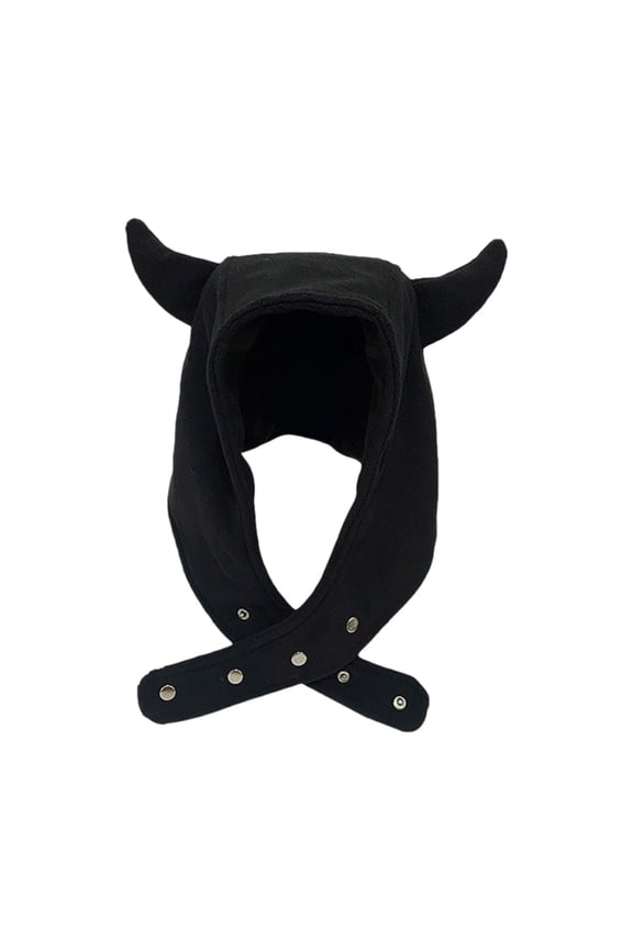 Sweat Wicking Horn Hat with Button for Running and Riding Hat Hood