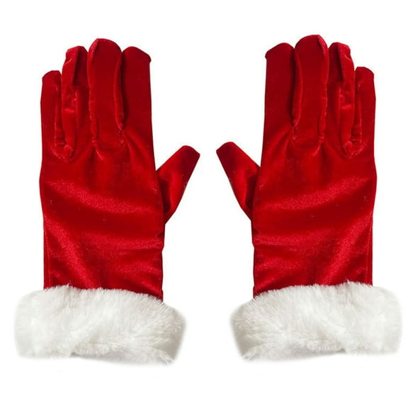 JZROCKER Teens Santa Winter Gloves with LED White Cuffs Plush Keep Warm Gloves
