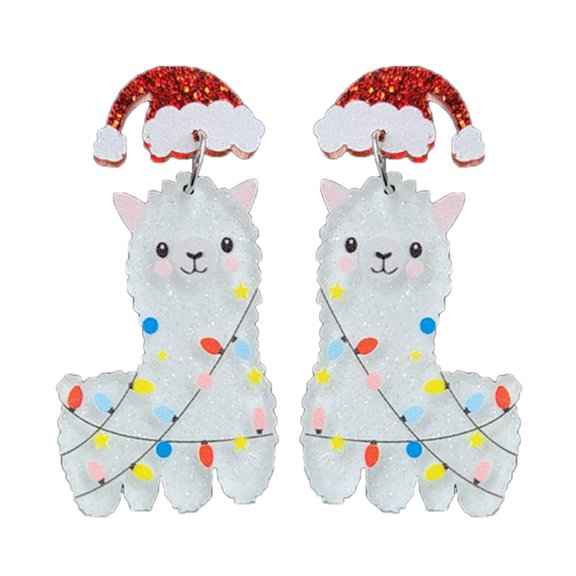 JZROCKER Tree Alpacas Gingerbreads Man Dangle Earrings Christmas Cartoon Drop Earrings