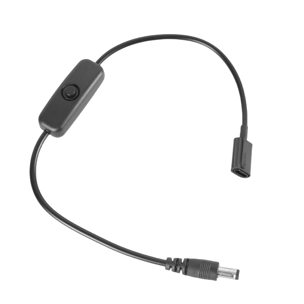 JZROCKER USB C Female to 5.5x2.1mm Male Cable with Switches for Fan LED