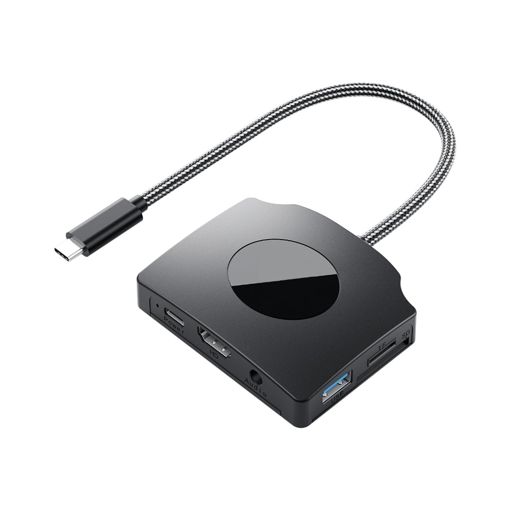 JZROCKER USB C Hubs Docking Station Type C Hubs USB C Dongle with HDTV 4K 1080P 60Hz 100W Power Delivery Card Reader Adapter