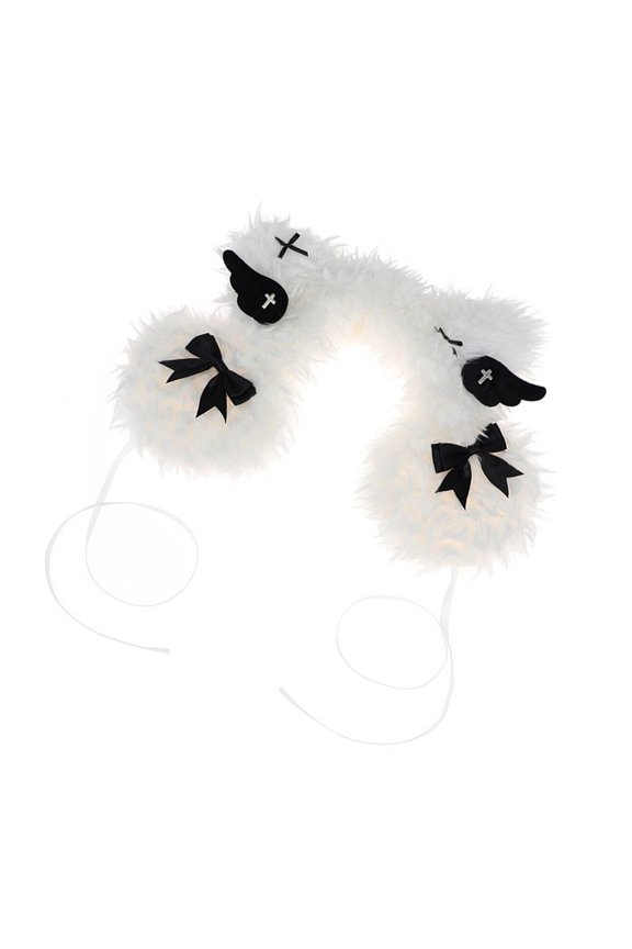 Unisex Black Plush Dog Ear Warmers for Winter Outdoors Adjustable Headband