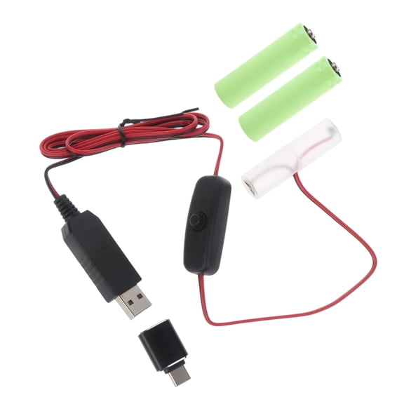 JZROCKER Universal Type C USB to 4.5V AM3/LR6/AA Dummy Battery Power Cable With Switch