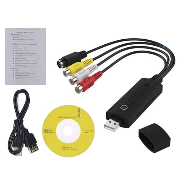 JZROCKER Video Converter USB 2.0 Capture Device for Old VHS VCR Hi8 to Digital