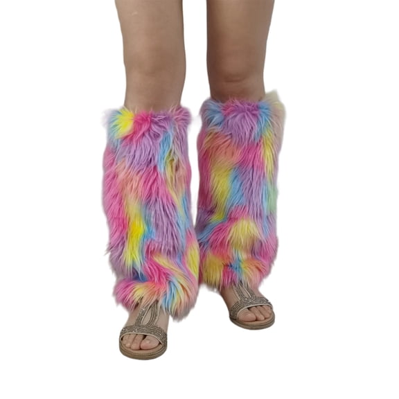 JZROCKER Vintage Colorful Boot Gaiters Women Fuzzy Plush Winter Leg Warmer Cover