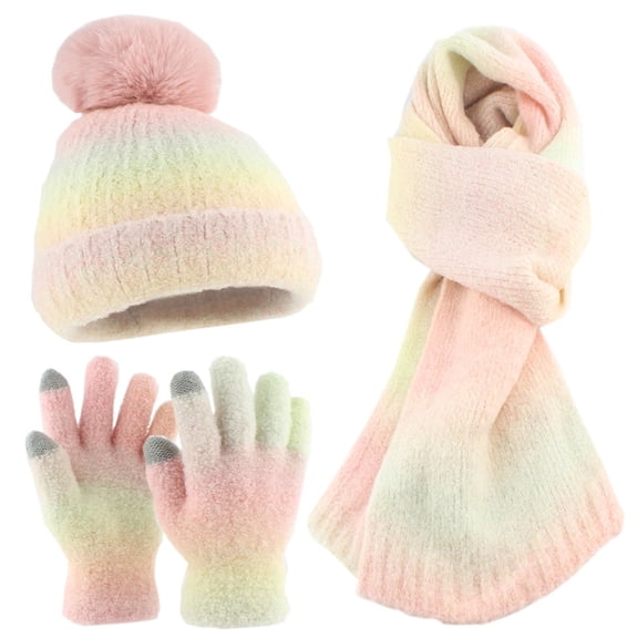 JZROCKER Warm Gradients Knitting Set with Hat Scarf & Gloves for Men and Women Unisex