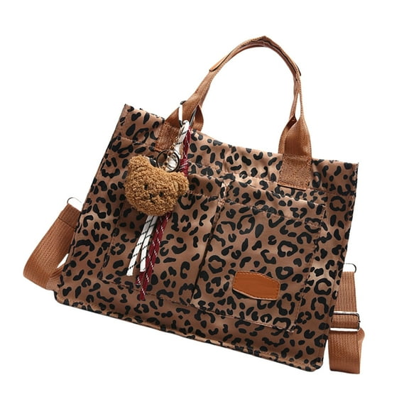 JZROCKER Women Bag Large Capacity Shoulder Bag Leopards Print Handbag Canvas Crossbody Bag Top Handle Bag for Daily Travel
