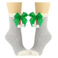 thumbnail image 1 of JZROCKER Women Cute Bowknot Christmas Fuzzy Slipper Socks Home Sleep Indoor Stockings, 1 of 21