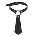 thumbnail image 1 of JZROCKER Women Gothic Imitation Leather Black Neck Tie Punk O-Ring Studded Choker Necklace Vintage Adjustable Pre-Tied Bowtie, 1 of 11