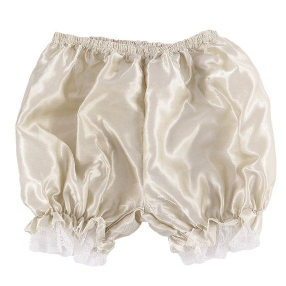 JZROCKER Women Imitation Silk Bloomers Ruffles Lace Trim Panties Victorian Pumpkin Shorts Solid Color Dance Dress Split Skirt Pettipants