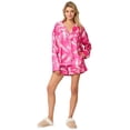 thumbnail image 1 of JZROCKER Women's Pajama Set Long Sleeve Satins Top with Shorts for Christmas Sleepwear, 1 of 19