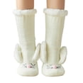 thumbnail image 1 of JZROCKER Womens Winter Fuzzy Slipper Socks with Grippers Cartoon Rabbit Ears Fleece Lined Thermal Non-Slip Knit Floor Hosiery, 1 of 20