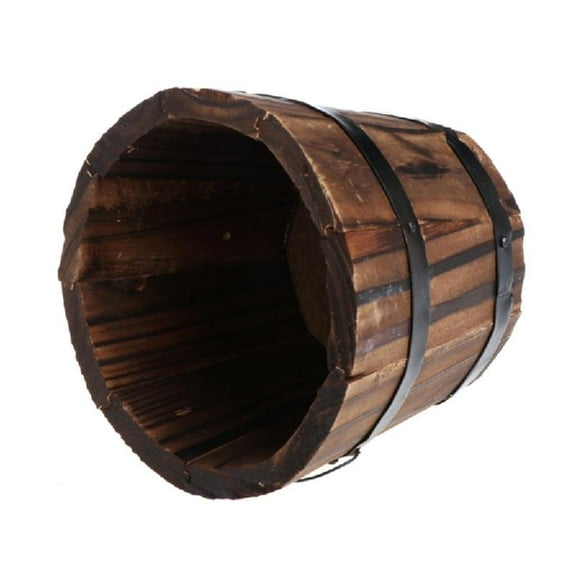 JZROCKER Wood Barrels Planter Bucket Round Garden Planter Flower Pots for Indoor Outdoor Container Box Farmhouses Home Decoration