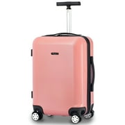 JZRSuitcase 24inch Luggage PC+ABS Hardside Suitcase Single Aluminum Handle Trolley Bag with Spinner Wheels Built-in TSA Lock, Pink