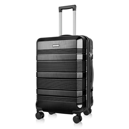 JZRTravel 28 Inch Checked Luggage Hardshell Expandable Suitcase ABS+PC Trolley Case with Removable Spinner Wheels TSA Lock, Black