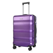 JZRTravel Carry On 20" Hardside Luggage PC ABS Suitcase with Removable Spinner Wheels Hardshell Travel Trolley Case TSA Lock - Purple
