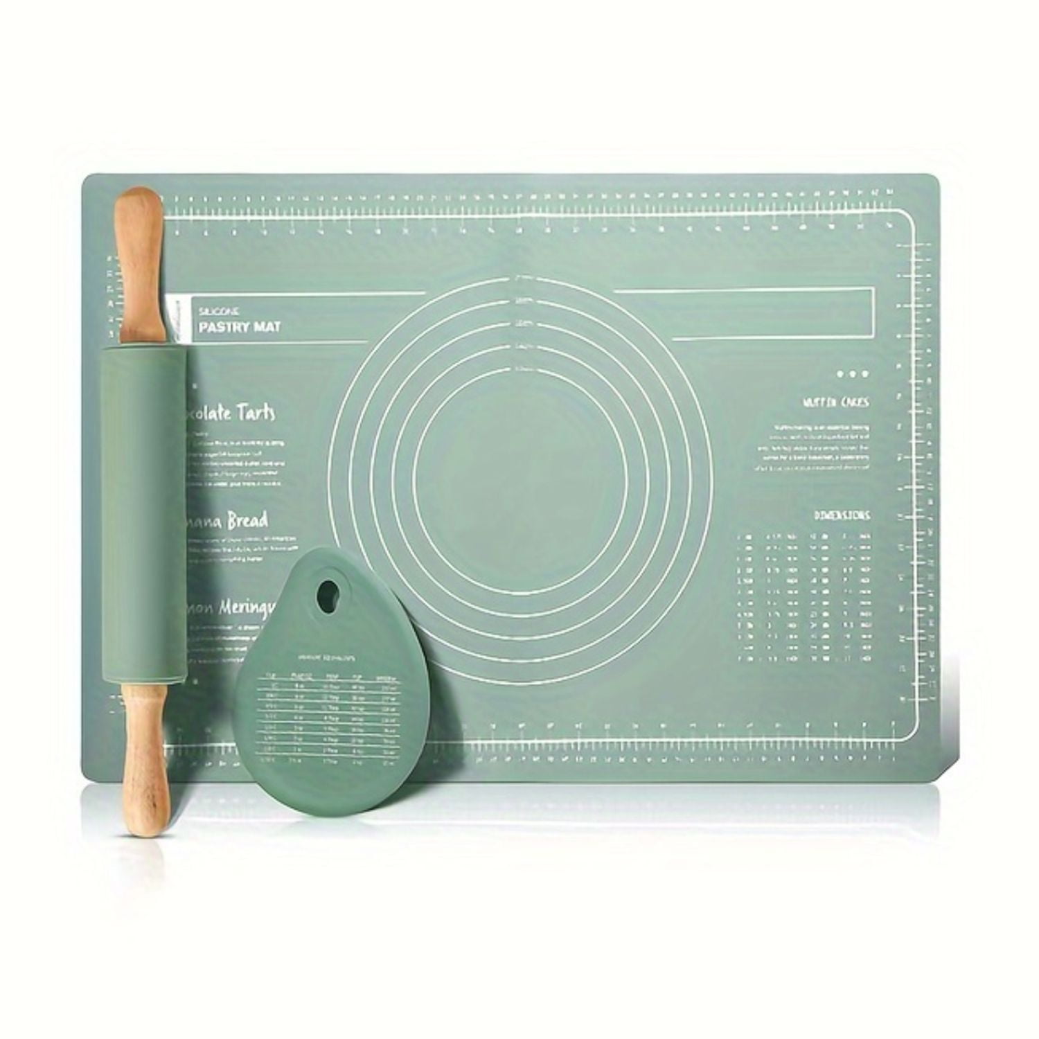 JZSFWL Set Baking Tool Kit Silicone Pastry Mat Rolling Pin And Dough