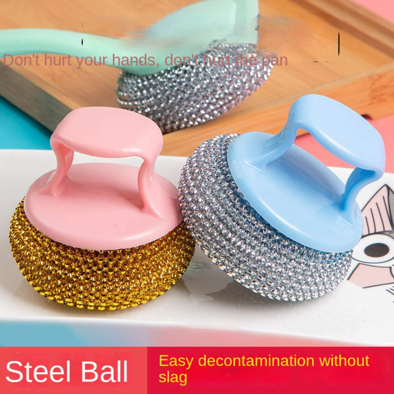 JZSHICHAOCAR Durable NonScratch Steel Wire Dish Scrubber with Handle