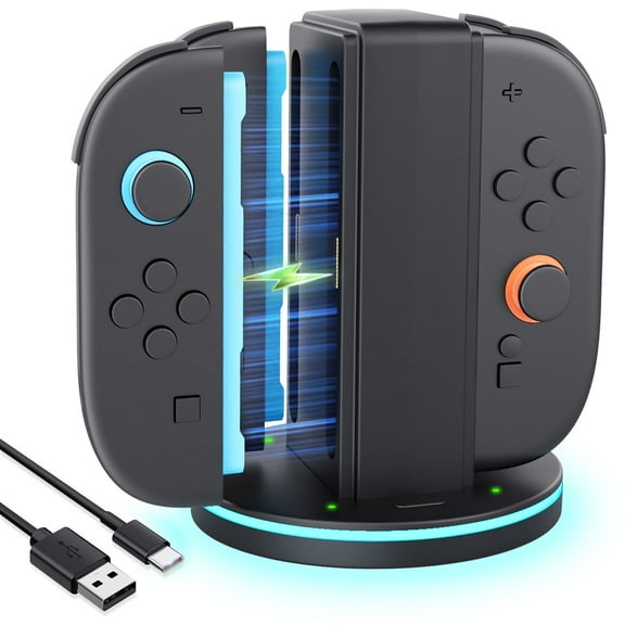 JZW-Shop Nintendo Switch 2 Joy- con Charging Dock Compatible, Space-Saving Magnetic Design Charger, Stable and Fast Charging, with GRB Light
