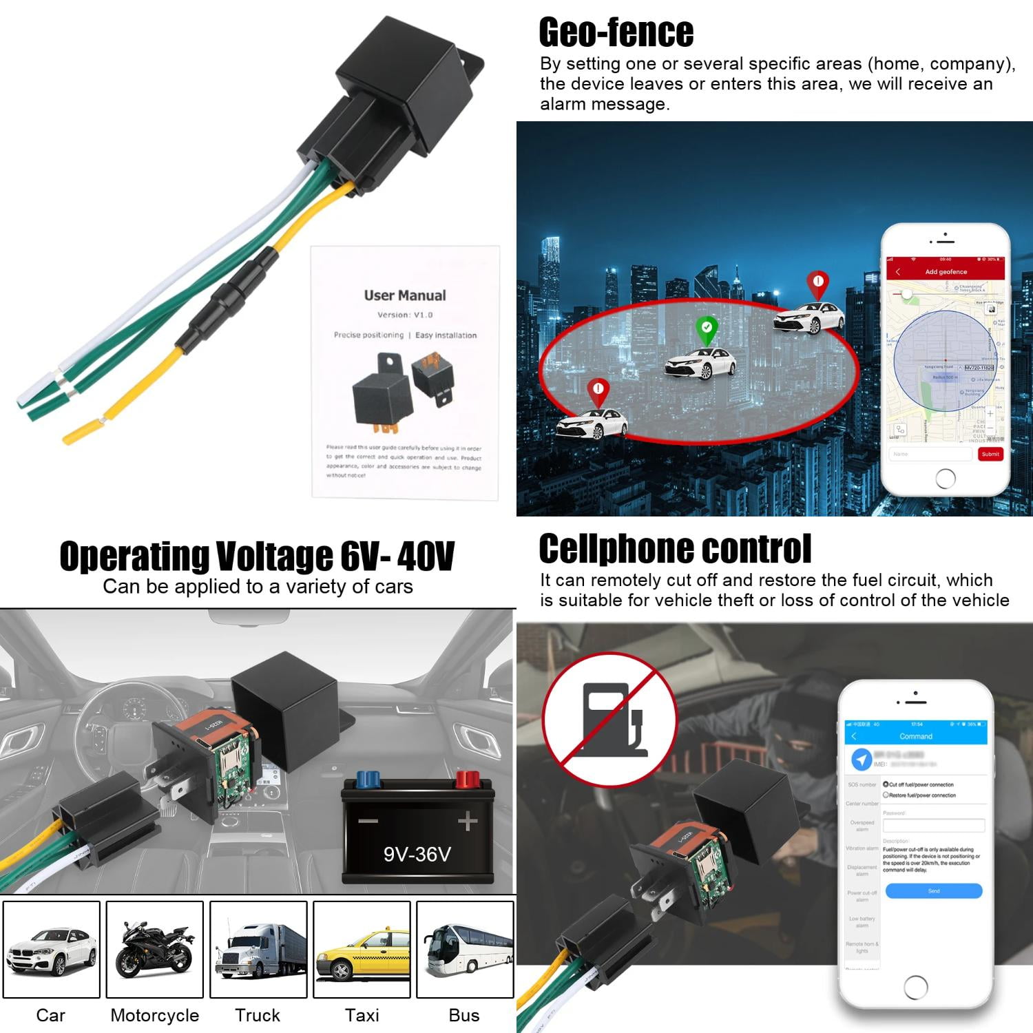 JZXAGAN Advanced HighTech Intelligent GSM Car Relay GPS Tracker with