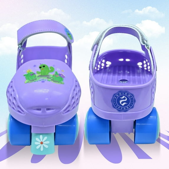 JZY Adjustable Toddler Quad Skates for Boys & Girls Ages 2-6 - Safe Comfortable 4-Wheel Beginner Roller Skates, Violet