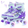 thumbnail image 1 of JZY Butterfly Quad Rollerskates for Girls Ages 3-12, 4 Size Adjustable Light Up Wheels, Indoor Outdoor Beginners Skates, Children's Birthday Gift, 1 of 7