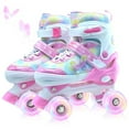 thumbnail image 1 of JZY Butterfly Quad Rollerskates for Girls Ages 3-12, 4 Size Adjustable Light Up Wheels, Indoor Outdoor Beginners Skates, Children's Birthday Gift, 1 of 7