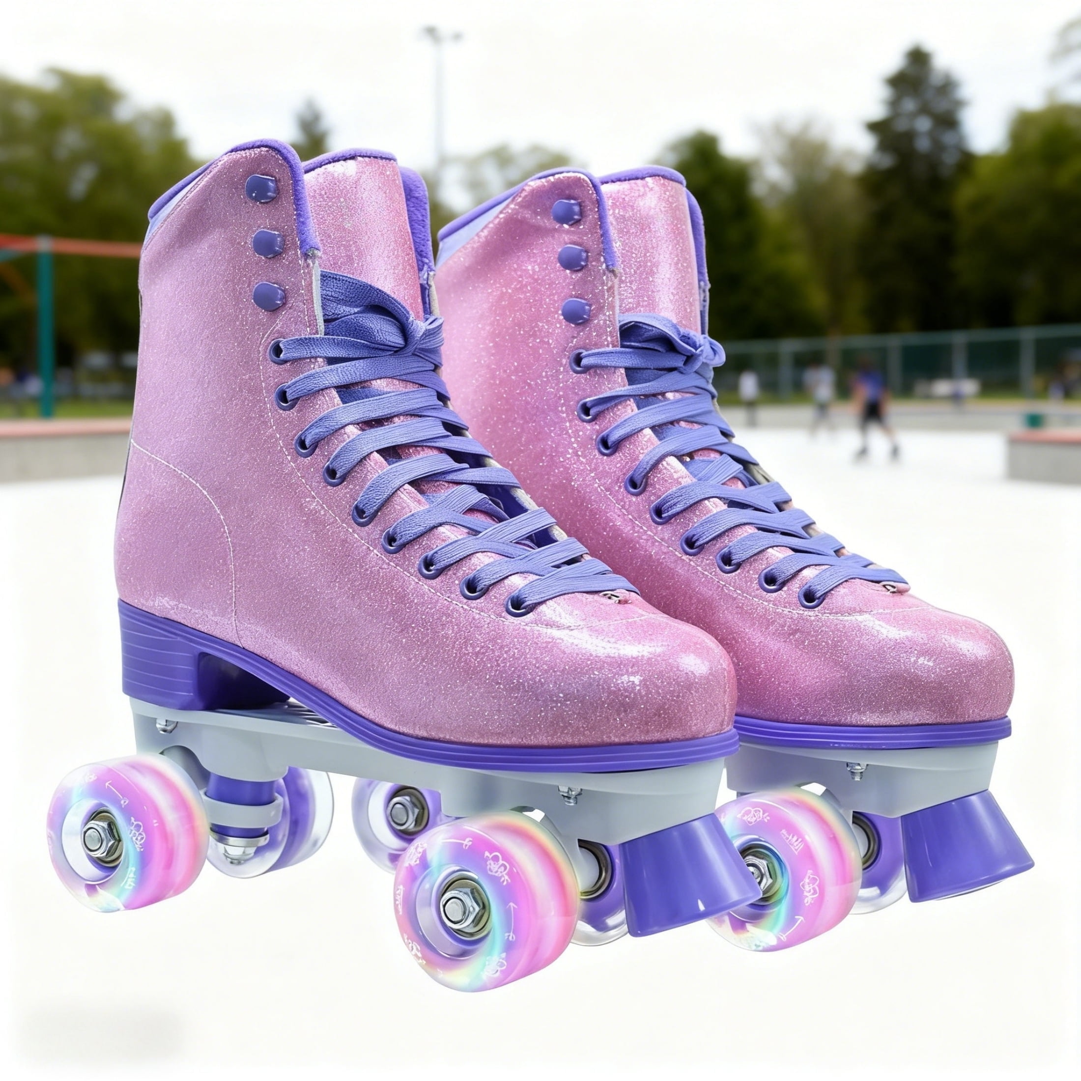JZY High-Top Quad Roller Skates for Women & Teens,Light-Up Wheels & PU Leather Design for Indoor & Outdoor Use