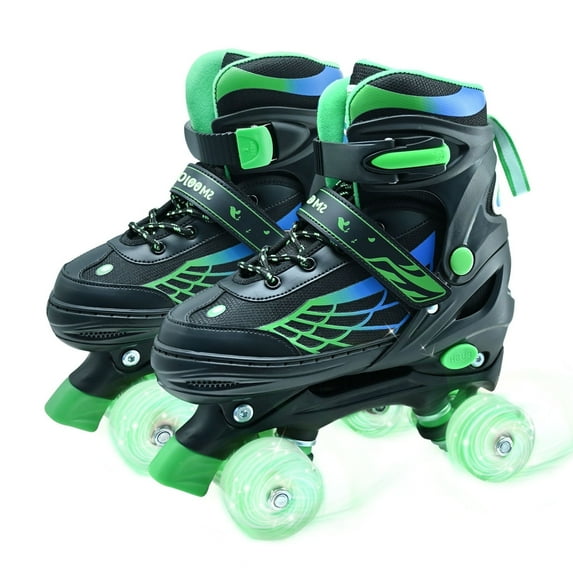 JZY Kids Adjustable Roller Skates with Light-Up Wheels - Beginner-Friendly for Ages 3-12