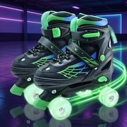 JZY Adjustable Roller Skates with Light-Up Wheels - Beginner-Friendly for Boys and Girls