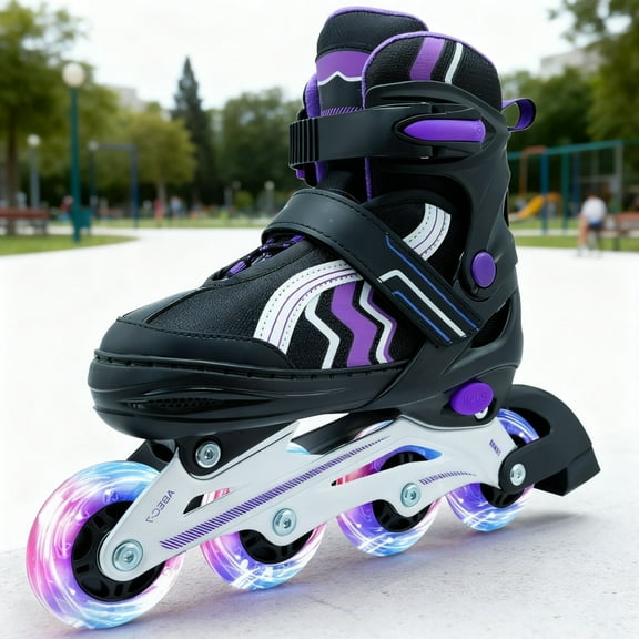 JZY Kids Inline Skates with Light-Up Wheels,4-Size Adjustable & Aluminum Frame Skate for Boys and Girls,Ideal for Beginners Ages 5-12