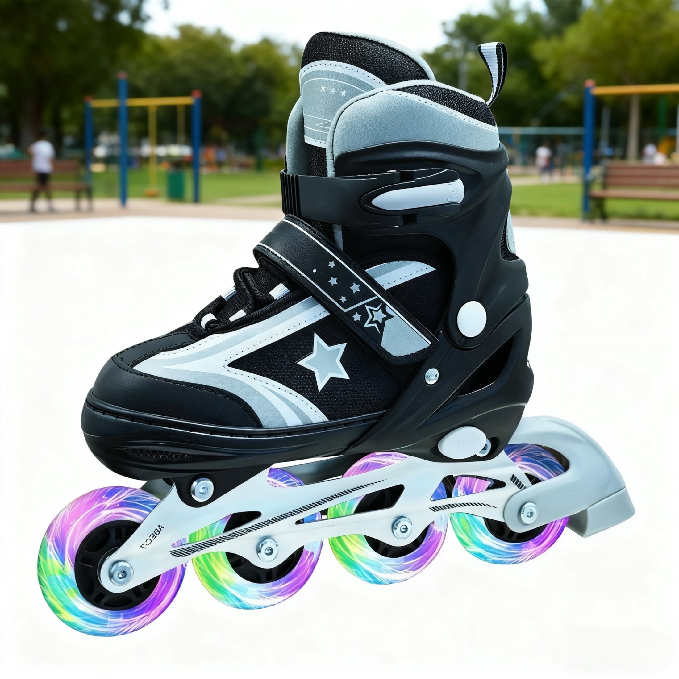JZY Youth Inline Skates with 8 Glowing Light-Up Wheels,Durable Aluminum Frame for Beginners,For Boys & Girls Ages 5-12,For Indoor and Outdoor Skating