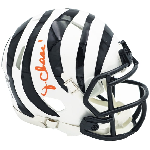 Ja'Marr Chase Autographed Cincinnati Bengals White 2022 Alternate Speed Mini Helmet Beckett BAS Witness 228822