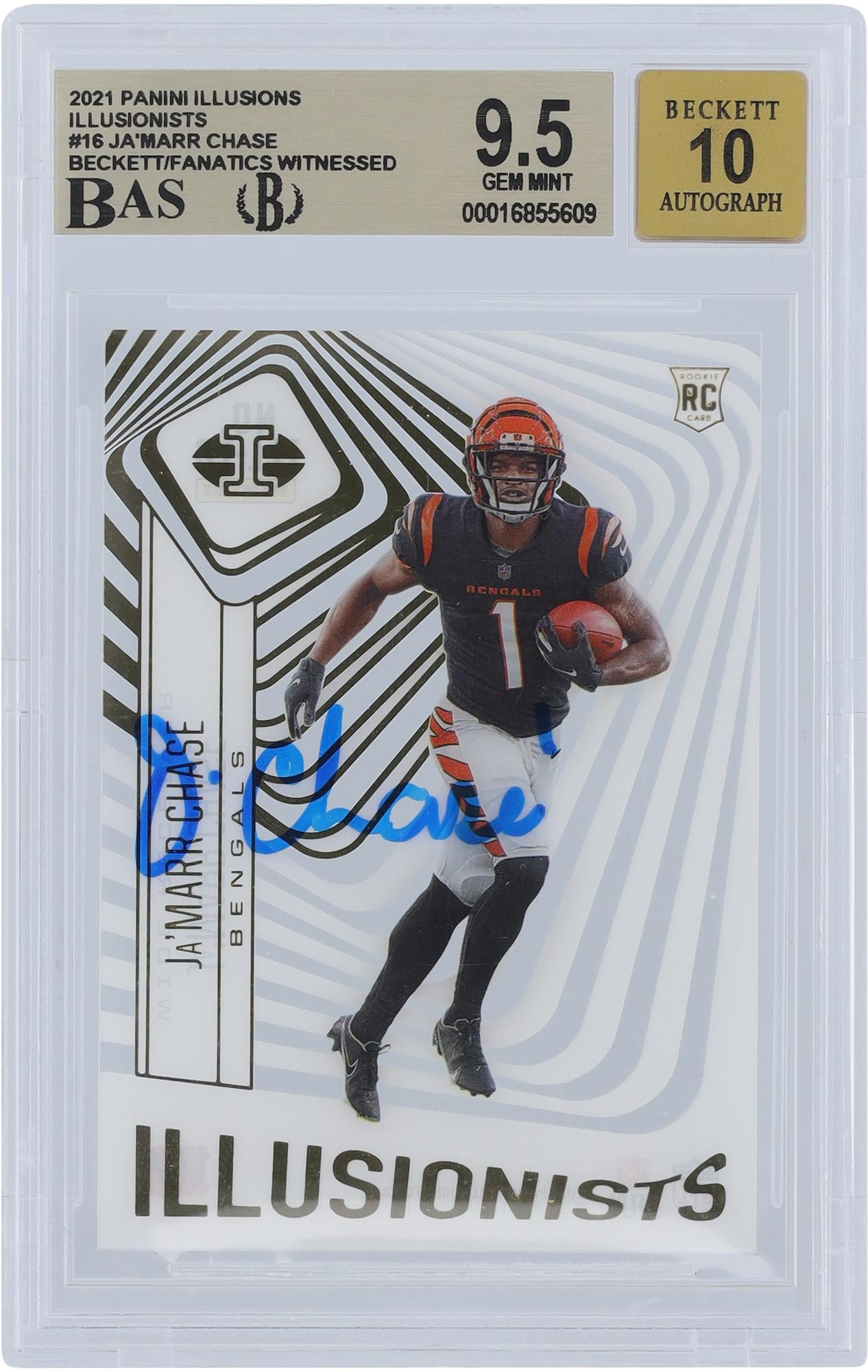 Ja'Marr Chase Cincinnati Bengals Autographed 2021 Panini Illusions Illusionists #Ill-16 Beckett Fanatics Witnessed Authenticated 9.5/10 Rookie Card - Fanatics Authentic Certified