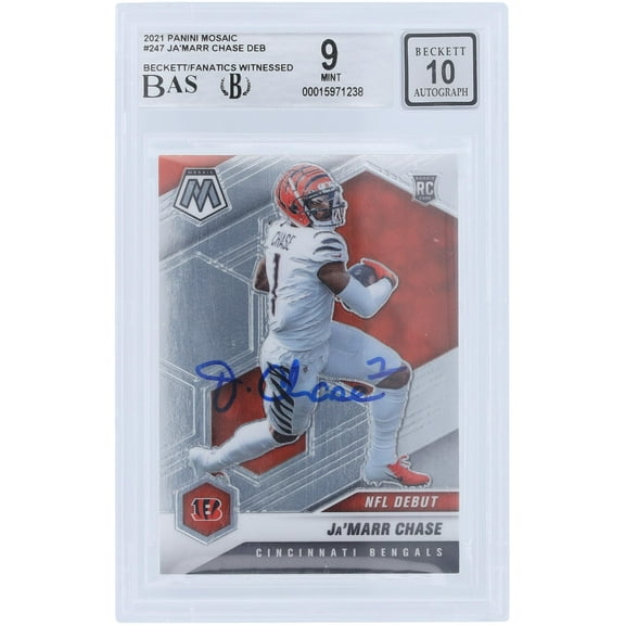 Ja'Marr Chase Cincinnati Bengals Autographed 2021 Panini Mosaic #247 Beckett Fanatics Witnessed Authenticated 9/10 Rookie Card - Fanatics Authentic Certified
