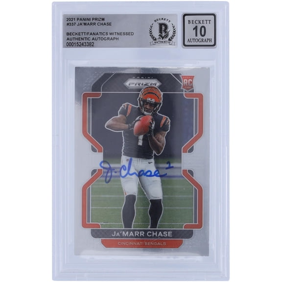 Ja'Marr Chase Cincinnati Bengals Autographed 2021 Panini Prizm #337 Beckett Fanatics Witnessed Authenticated 10 Rookie Card - Fanatics Authentic Certified