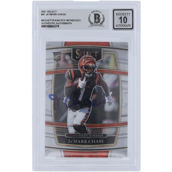 Ja'Marr Chase Cincinnati Bengals Autographed 2021 Panini Select Concourse #47 Beckett Fanatics Witnessed Authenticated 10 Rookie Card - Fanatics Authentic Certified