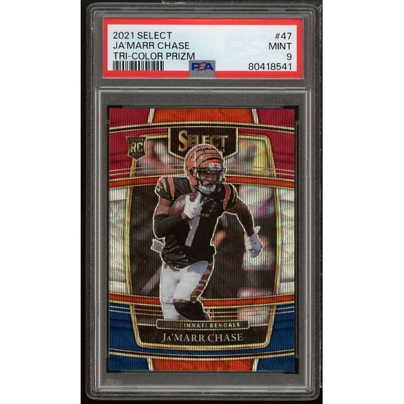 Ja'Marr Chase Rookie Card 2021 Select Tri-Color Prizm #47 PSA 9
