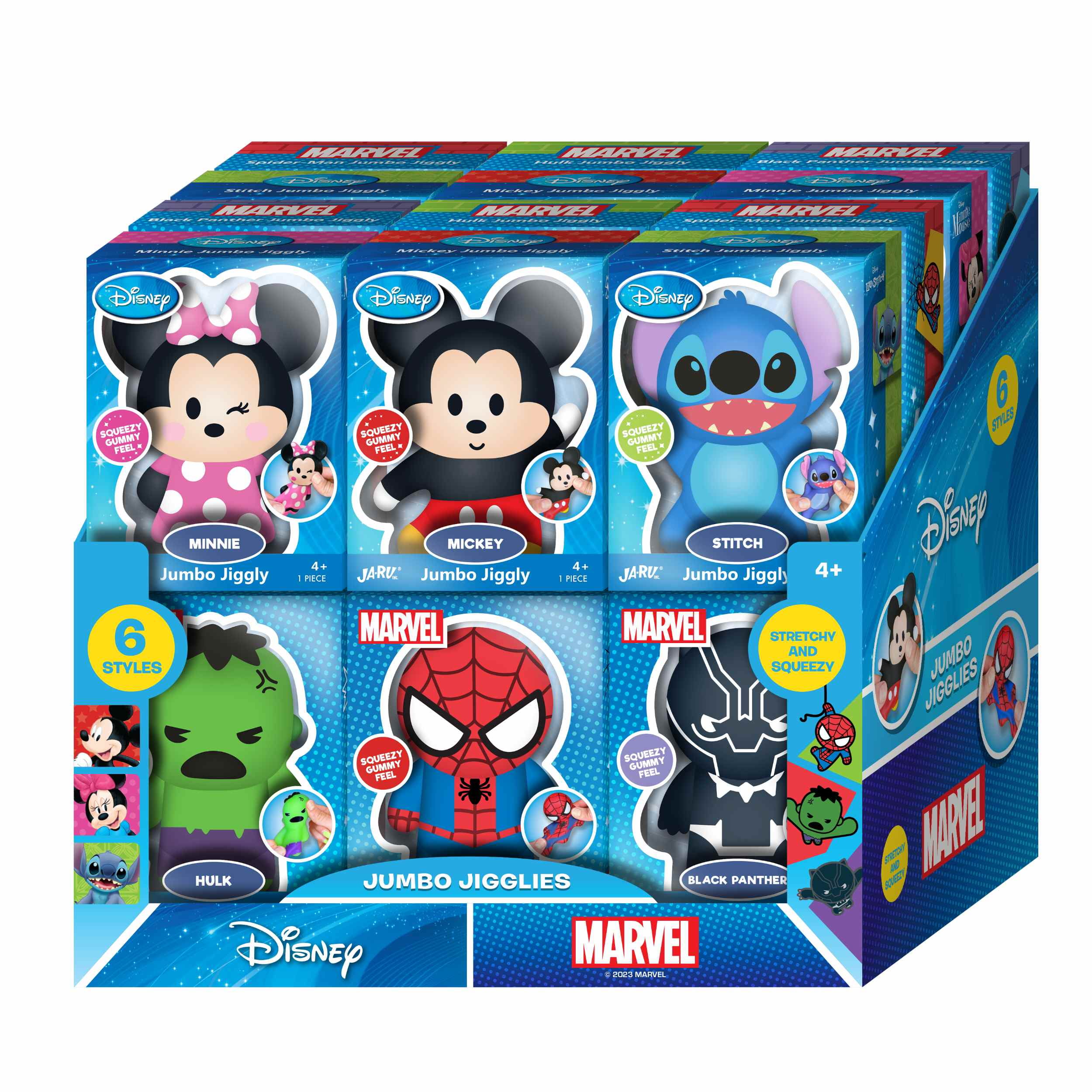 JA-RU Disney Marvel Jumbo Jiggly Toy Assorted Characters Stretchy