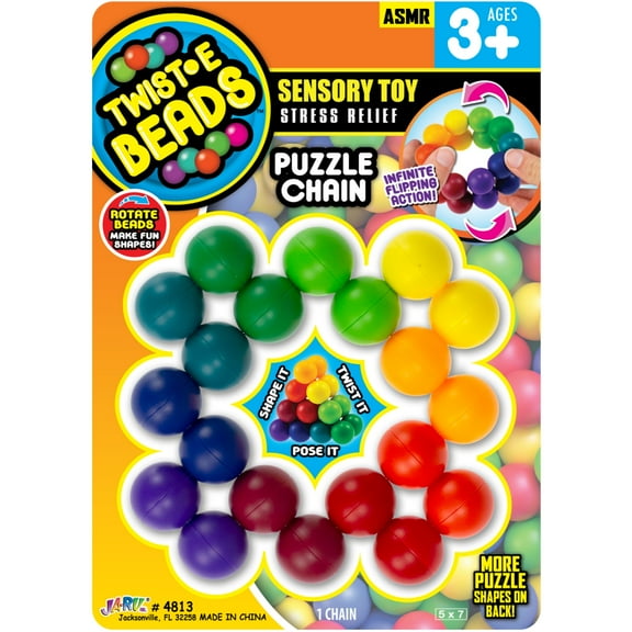 Ja-Ru Twist-E Beads Puzzle Chain - Sensory Fidget Toy-Stress Relief, 1 piece