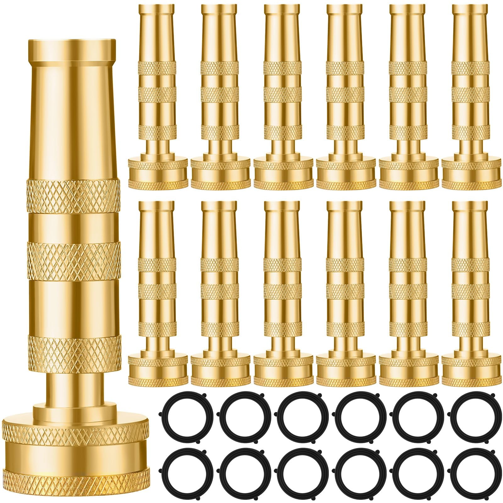 JaGely 12 Pack Heavy Duty Brass Hose Nozzle Adjustable Twist Garden