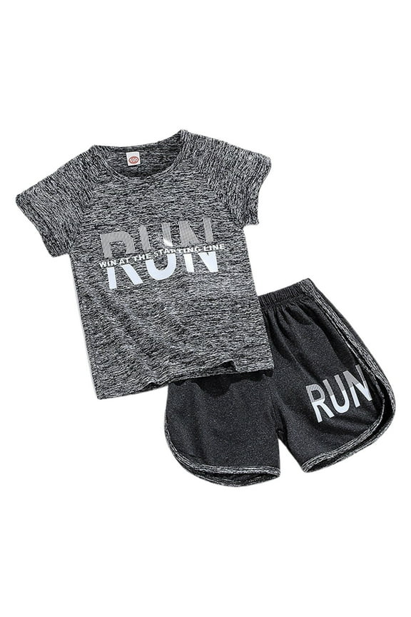 Toddler Kids Summer Activewear Sets Boys Girls Sportswear Short Sleeve T-Shirt With Shorts Running Outfits Breathable Comfortable Play Clothes Solid Color Versatile Infants Dailywear