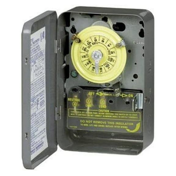 JaLuayh T101 24-Hour Mechanical Time Switch, 120 VAC, 60Hz, SPST, Indoor Metal Enclosure, 1 Hour Interval