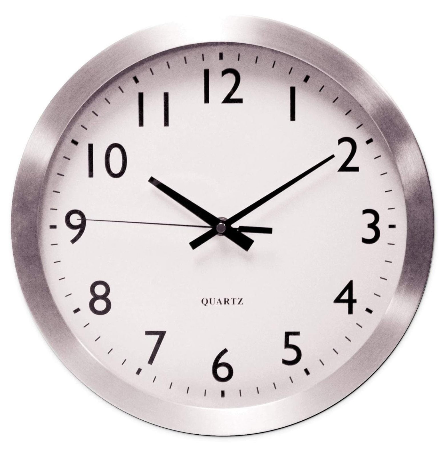 12" Brushed Aluminum Wall Clock with Silver Case