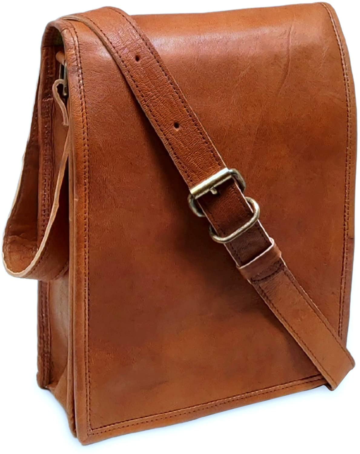 FANCODI Vintage Cowhide Leather Men's Messenger Bags Crazy Horse Genuine Leather Shoulder Bags - View #6