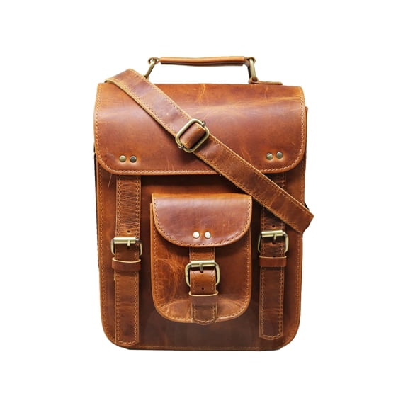 Jaald Leather Satchel Messenger Bag Cross Body Shoulder Vintage Laptop Bag for Men Women Travel Work Man Purse