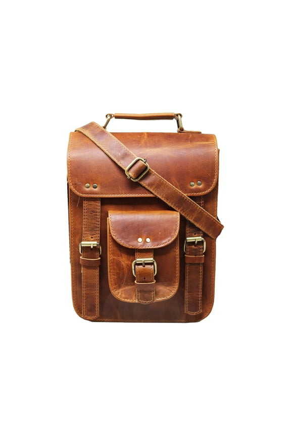Leather Satchel Messenger Bag Cross Body Shoulder Purse Vintage Laptop Bag for Men and Women Travel Work Bag
