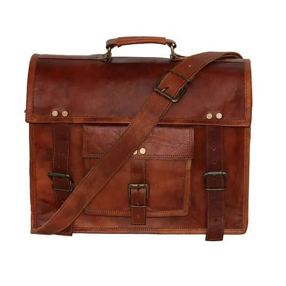 Jaald 15" Brown Leather laptop Messenger Bag & Shoulder Crossbody Bag for Men & Women