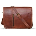 thumbnail image 1 of Jaald 15" Brown leather Messenger Laptop case Office Briefcase Professional bag, 1 of 5